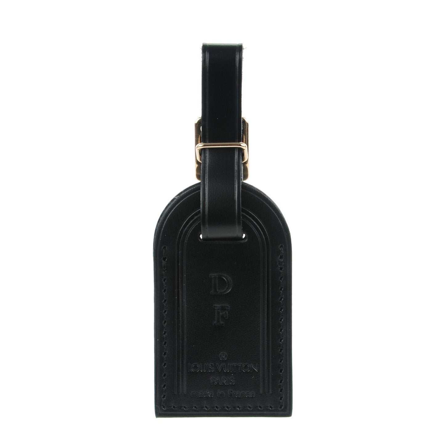 Calfskin Small Luggage Tag Black