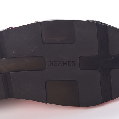 Hermes Technical Canvas Calfskin Goatskin Womens Player Sneakers 36.5 Rouge Black 6 of 9