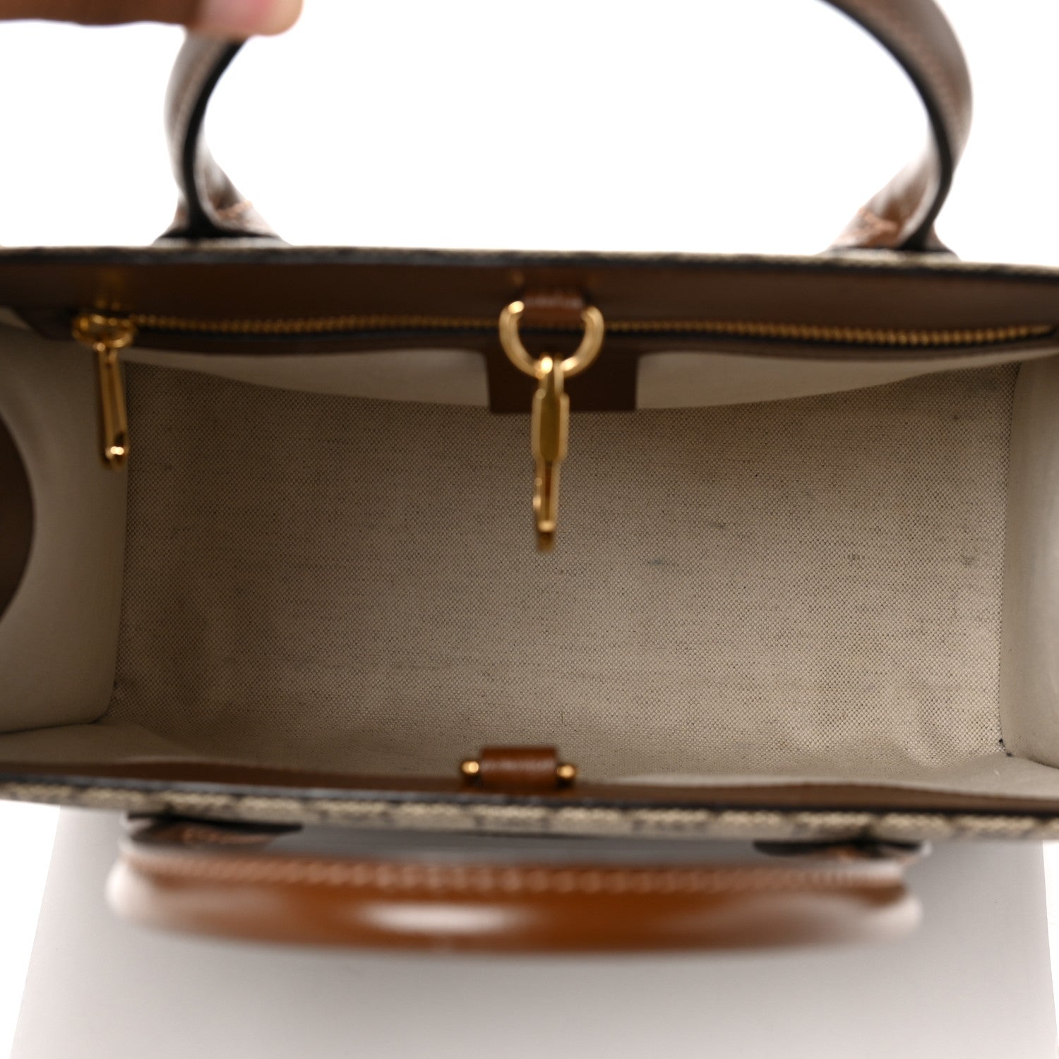 Gucci GG Supreme Monogram Azalea Calfskin Small Retro Interlocking G Tote Bag Beige Ebony Brown Sugar 5 of 10