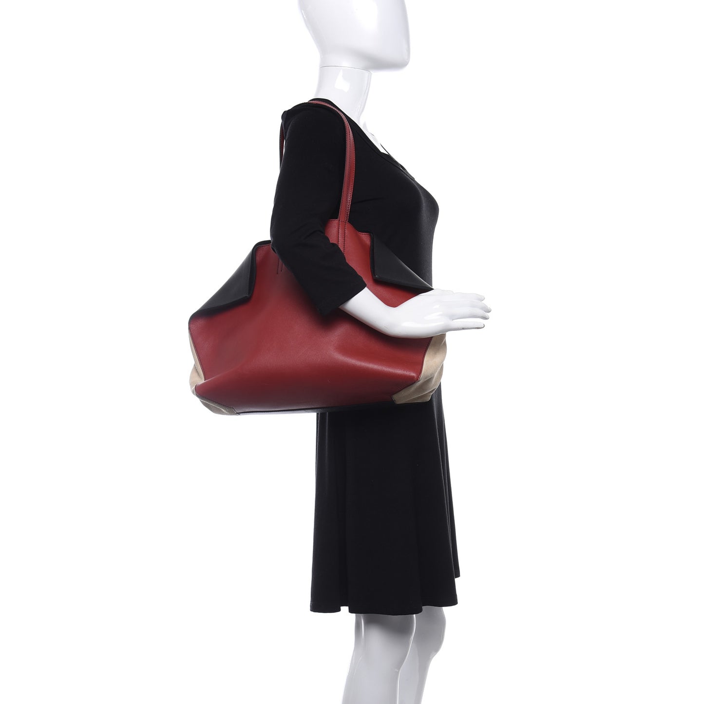 Calfskin Suede Butterfly Tote Red Black Beige