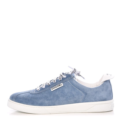 Chanel Suede Calfskin Sneakers 41 Sky Blue 1 of 13