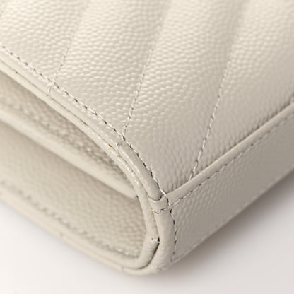 Saint Laurent Grain De Poudre Matelasse Chevron Monogram Chain Wallet Crema Soft 10 of 13