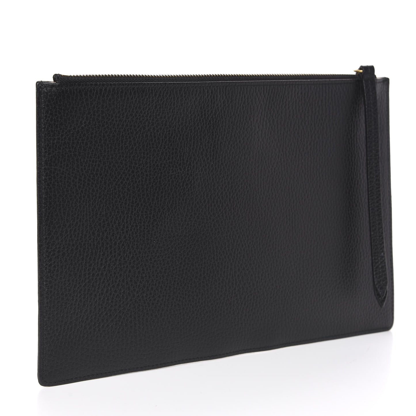 Pebbled Calfskin Butterfly Zip Pouch Black