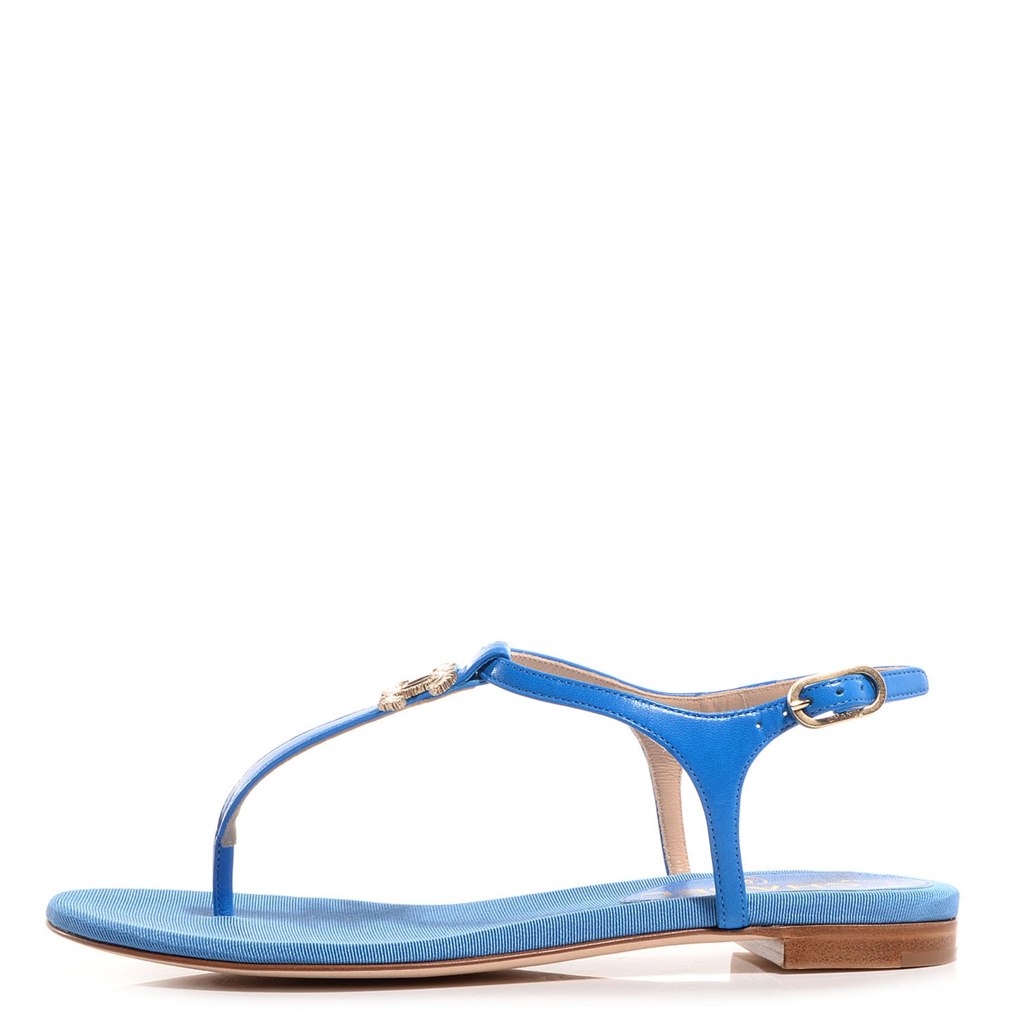 Shiny Kidskin CC Logo Thong Sandals Blue 35