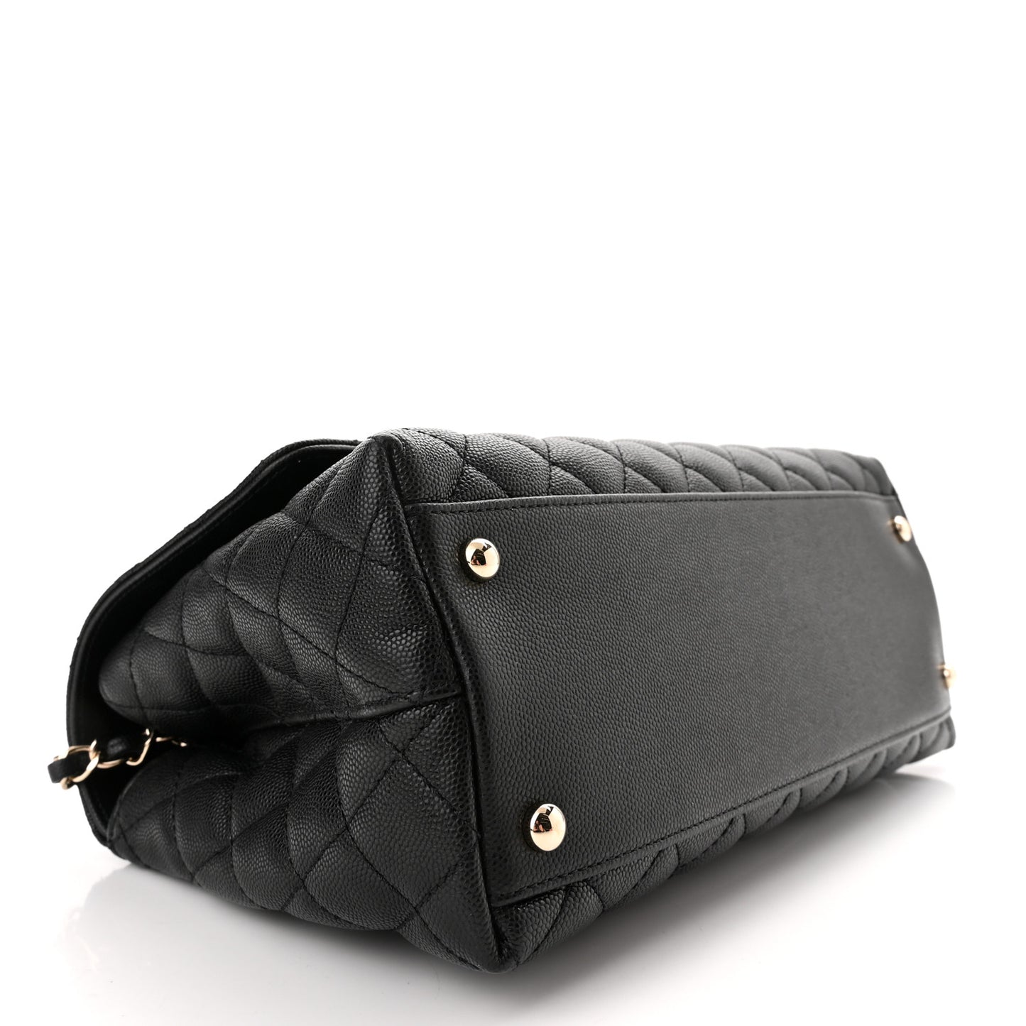 Caviar Quilted Small Coco Handle Flap Black