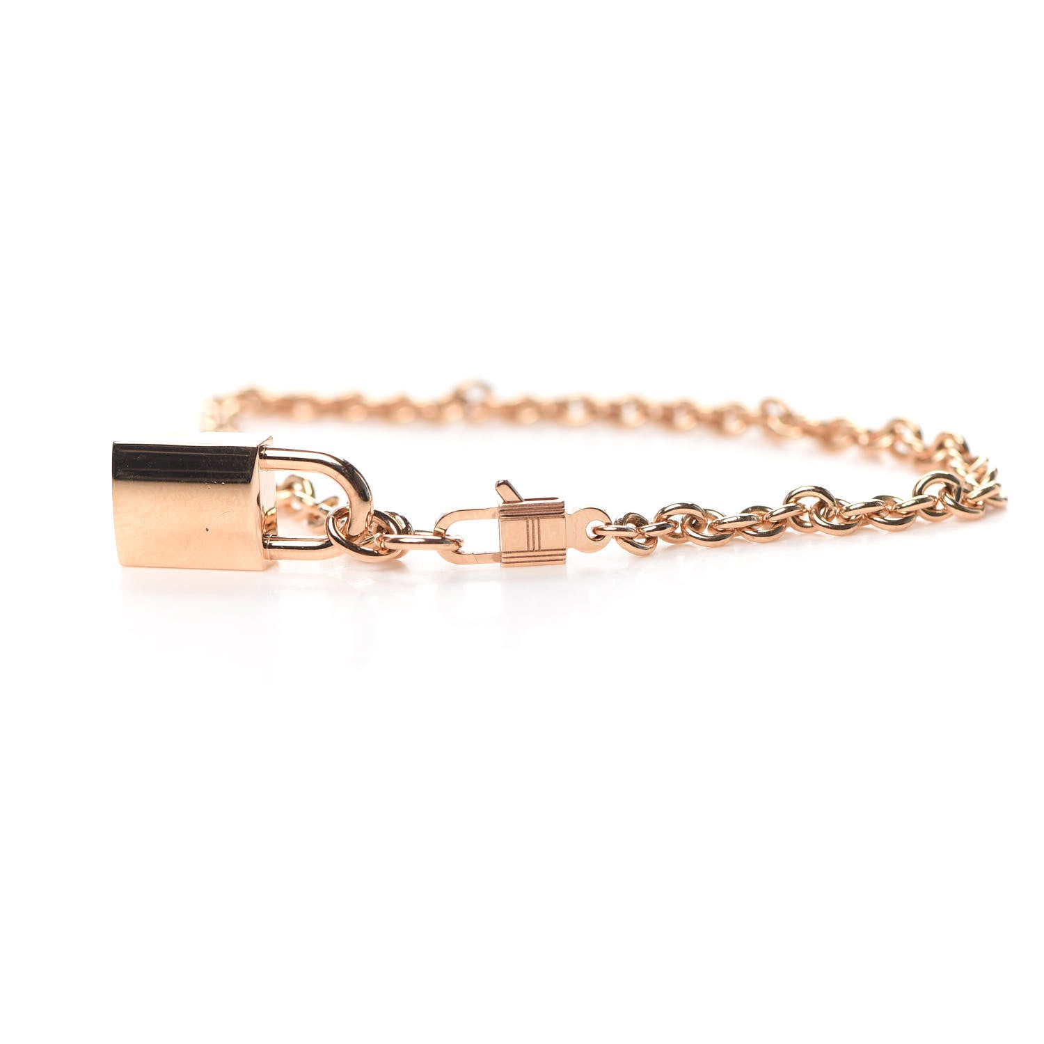 Hermes 18K Rose Gold Diamond Amulettes Cadenas Bracelet SH 4 of 6