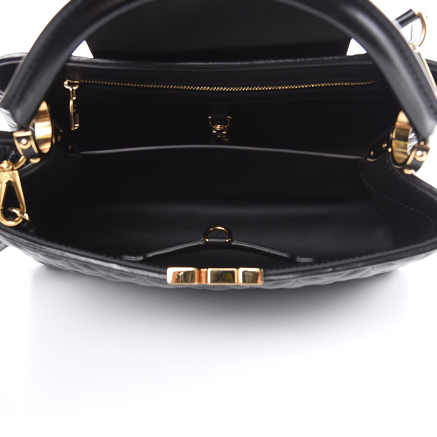 Lambskin Quilted Flower Capucines PM Black