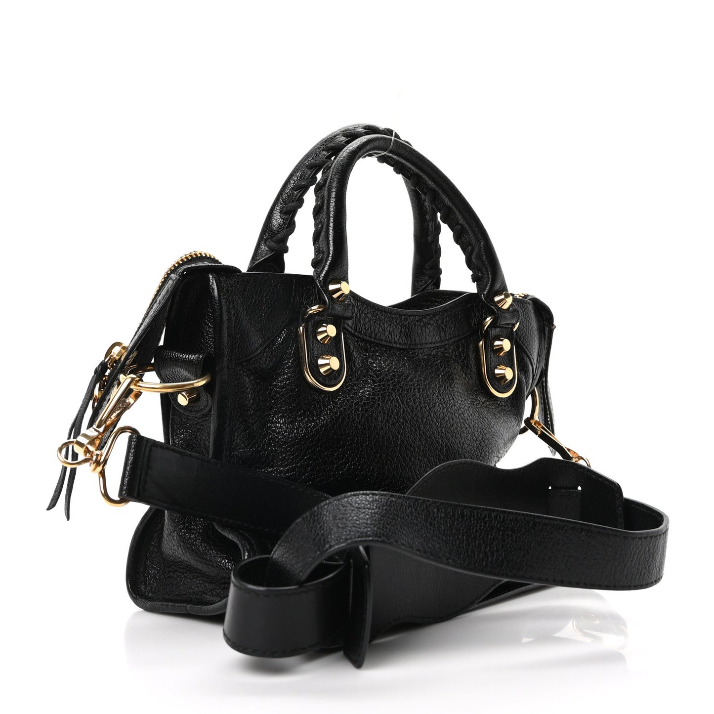 Chevre Gold Metallic Edge Hardware Mini City Black