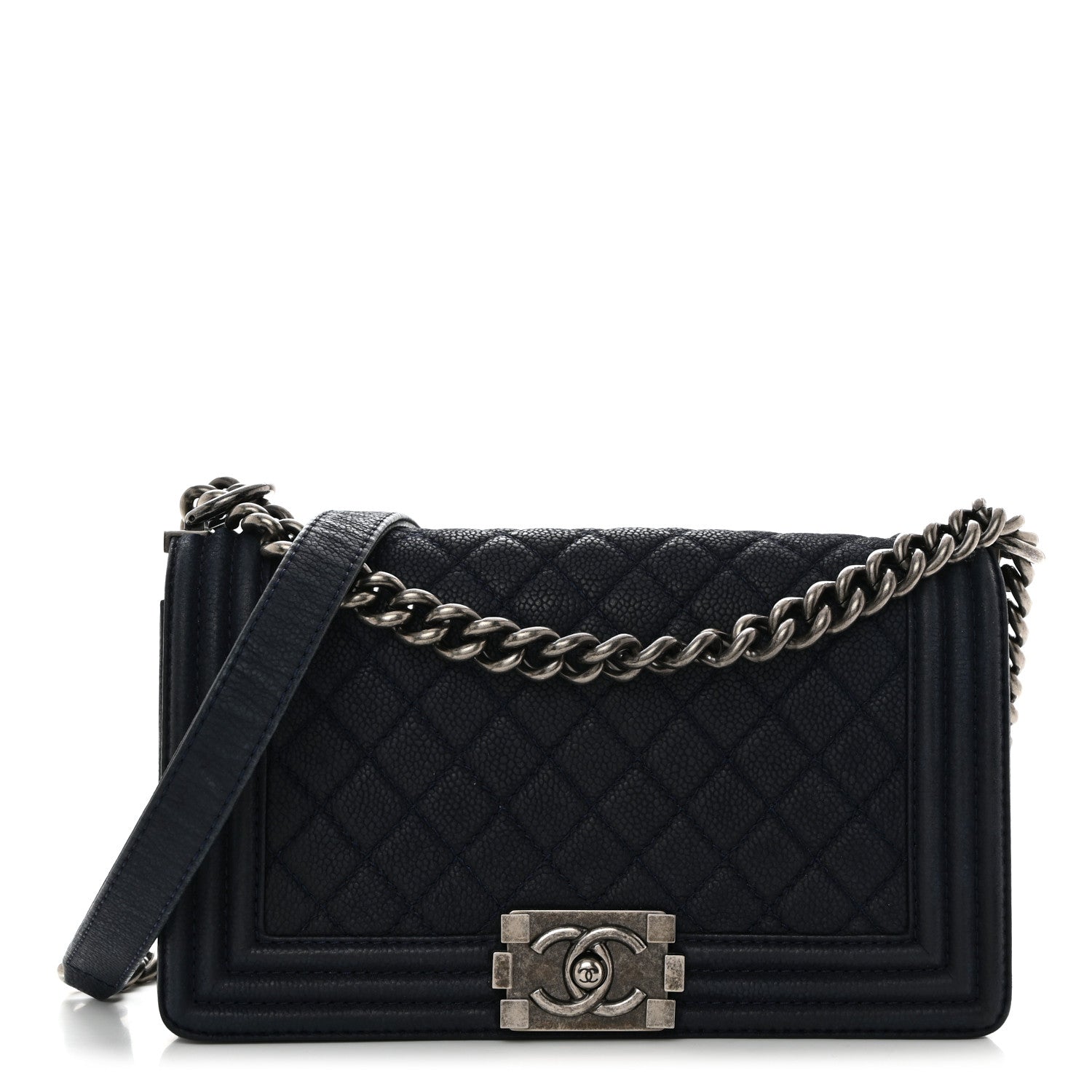 Chanel Iridescent Caviar Quilted Medium Boy Flap Dark Blue 1 of 10