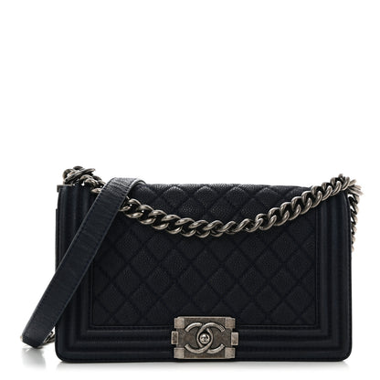 Chanel Iridescent Caviar Quilted Medium Boy Flap Dark Blue 1 of 10