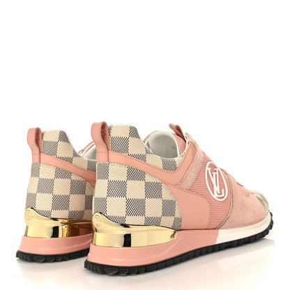 Louis Vuitton Suede Damier Azur Run Away Sneakers 39 Pink 4 of 9