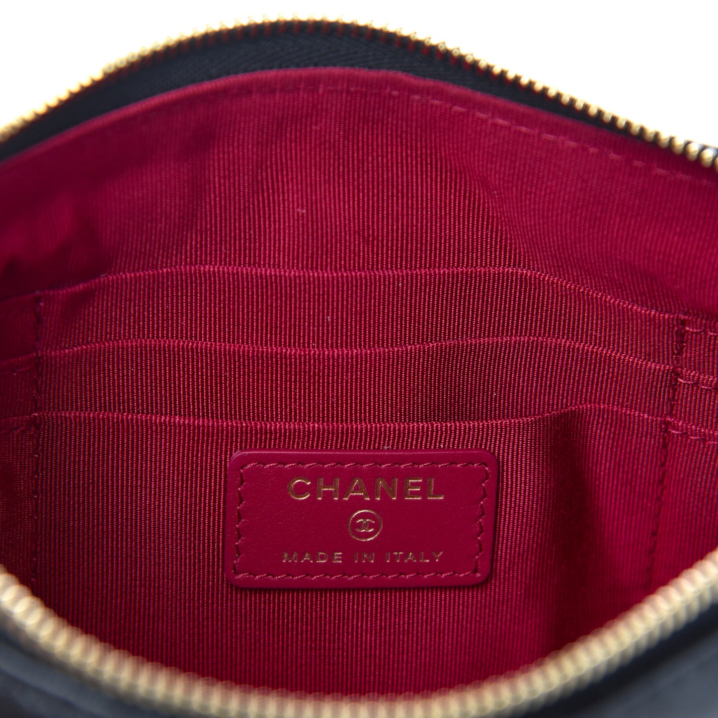 Shiny Goatskin Quilted Small Chanel 19 Pouch Black