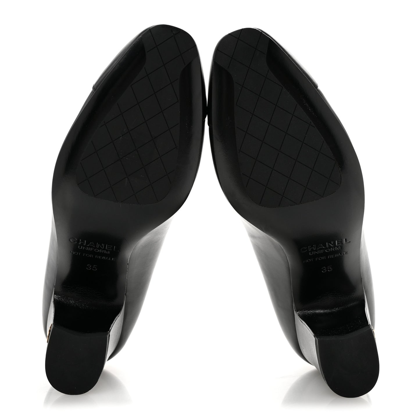 Lambskin Cap Toe CC Uniform Pumps 35 Black