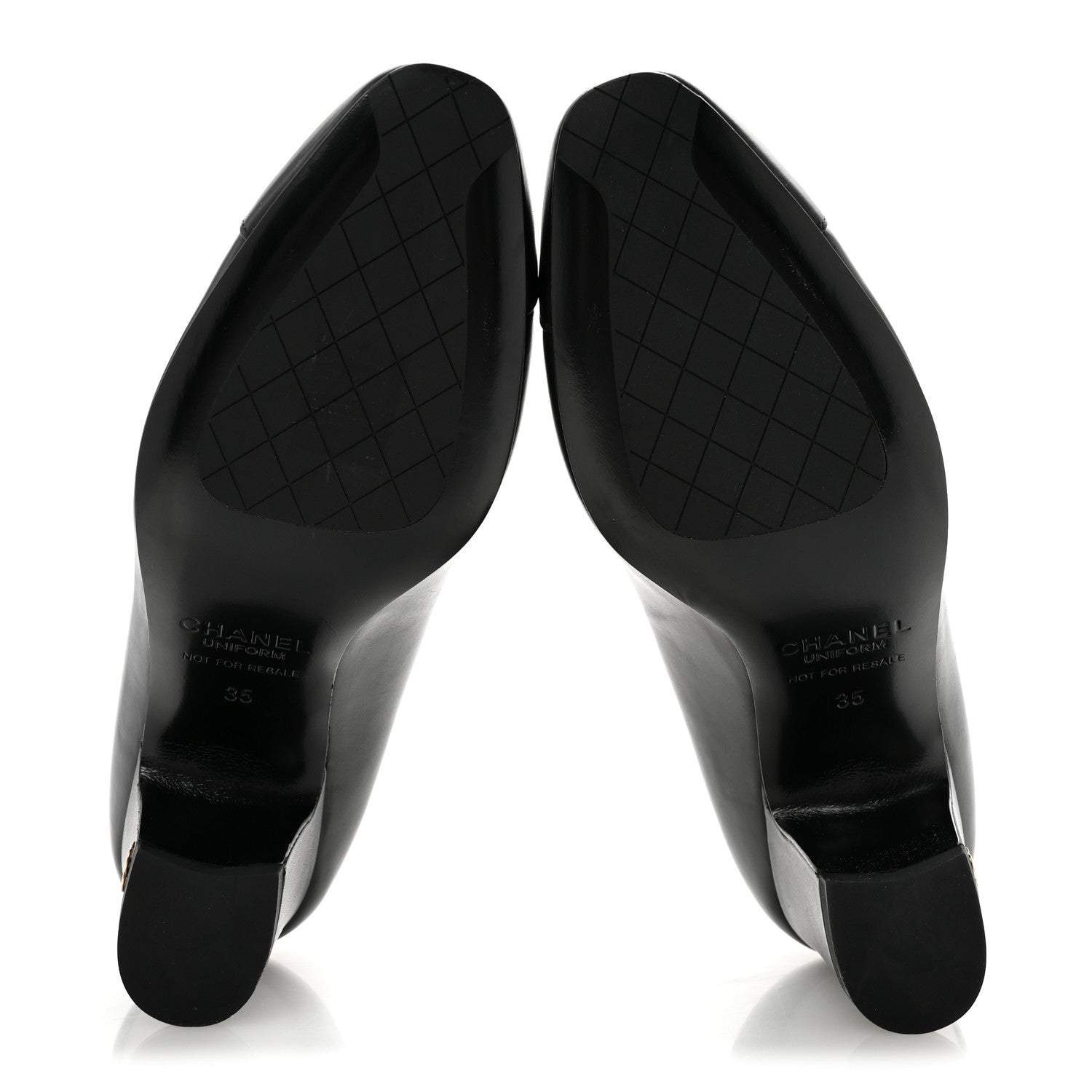 Chanel Lambskin Cap Toe CC Uniform Pumps 35 Black 6 of 11