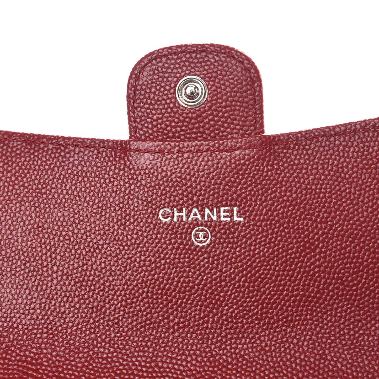 Caviar Quilted Large Gusset Flap Wallet Dark Red