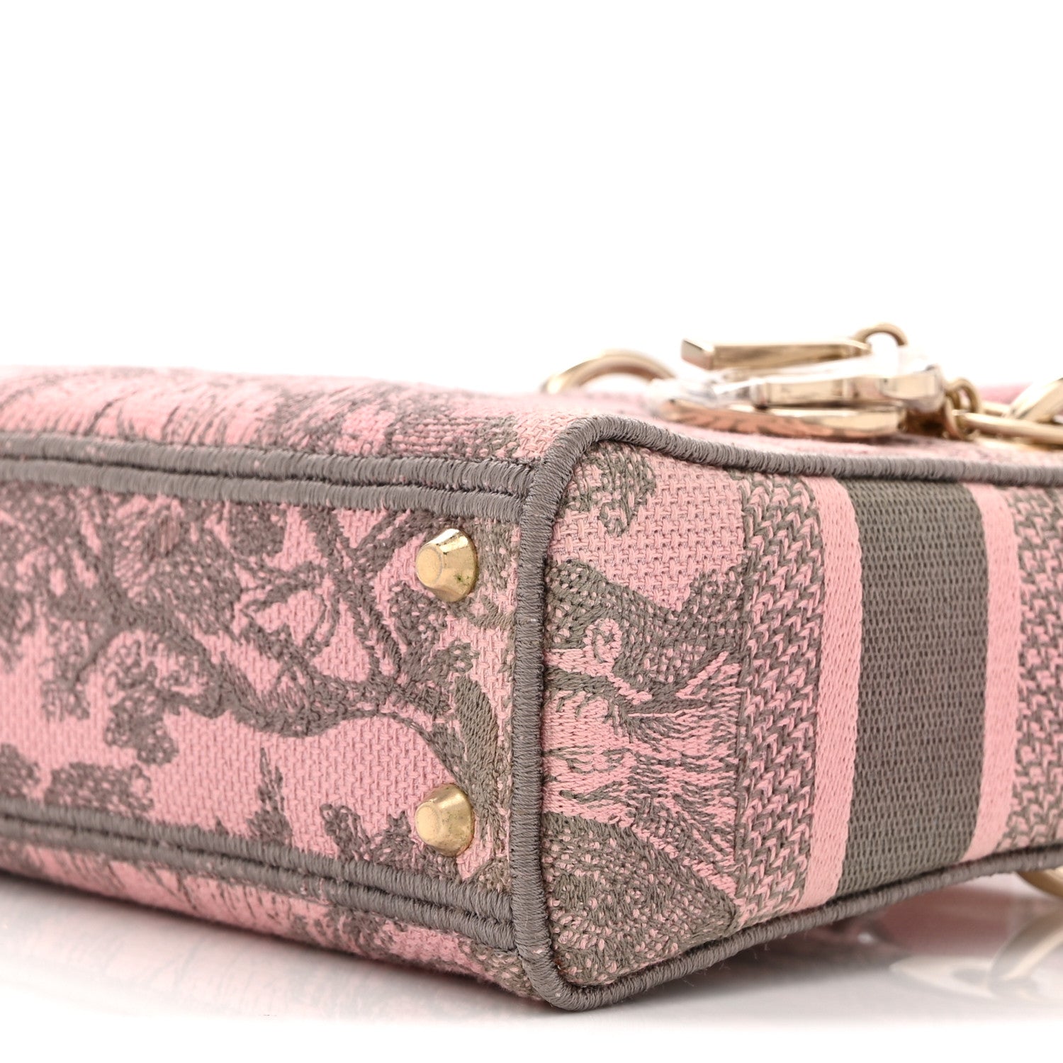 Christian Dior Canvas Toile De Jouy Embroidered Mini Lady D-Lite Gray Pink 10 of 10