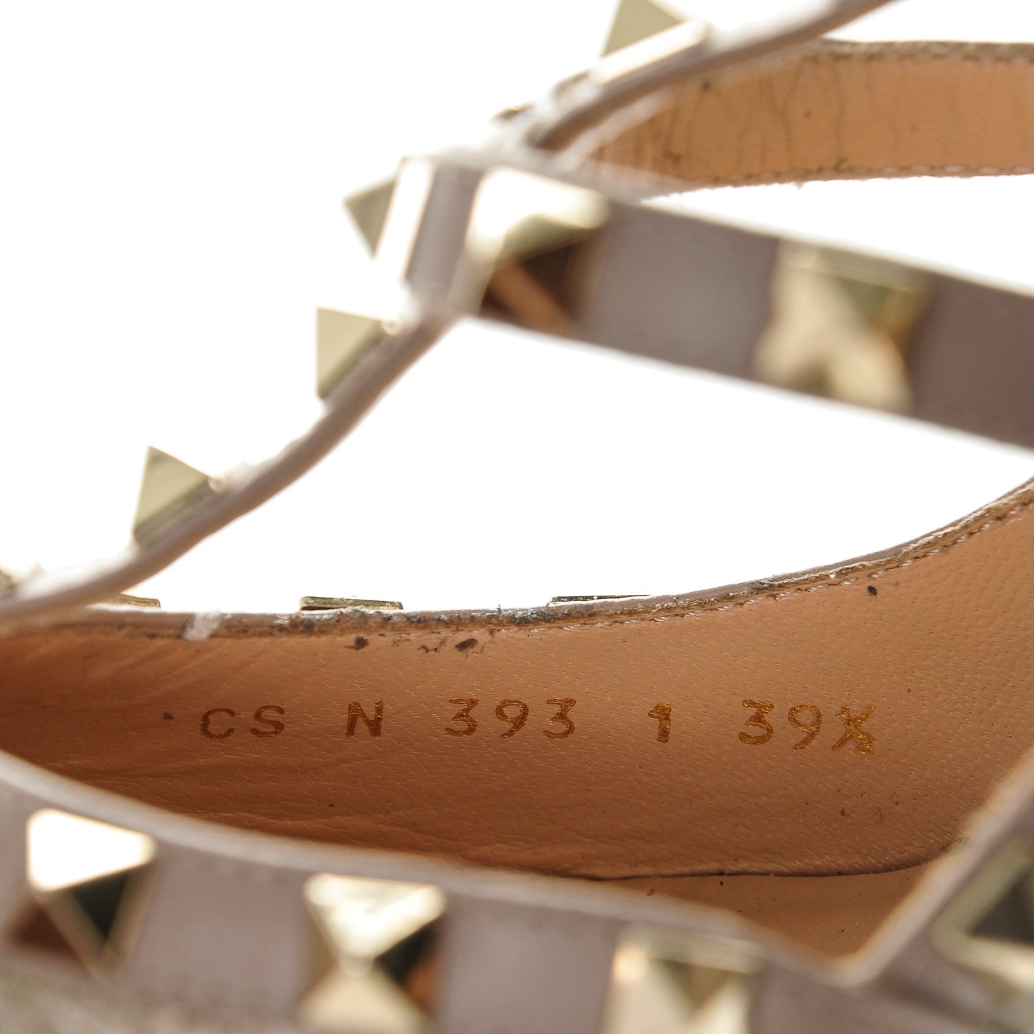 Valentino Garavani Metallic Pebbled Calfskin Rockstud Ankle Strap 100mm Pumps 39.5 Sasso Poudre 8 of 8