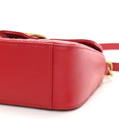 Gucci Calfskin Matelasse Mini GG Marmont Top Handle Shoulder Bag Hibiscus Red 10 of 12