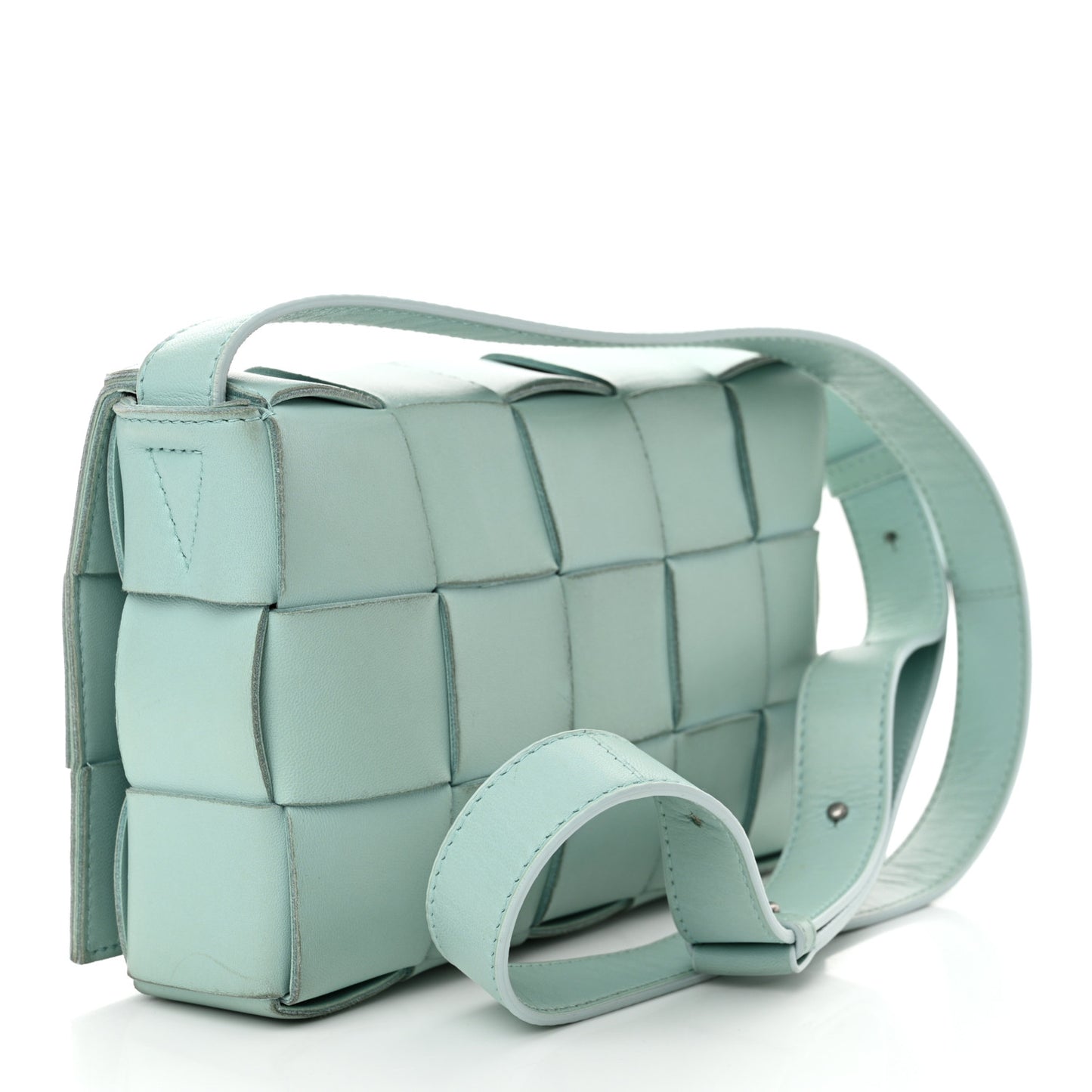 Lambskin Maxi Intreccio Cassette Bag Teal Washed