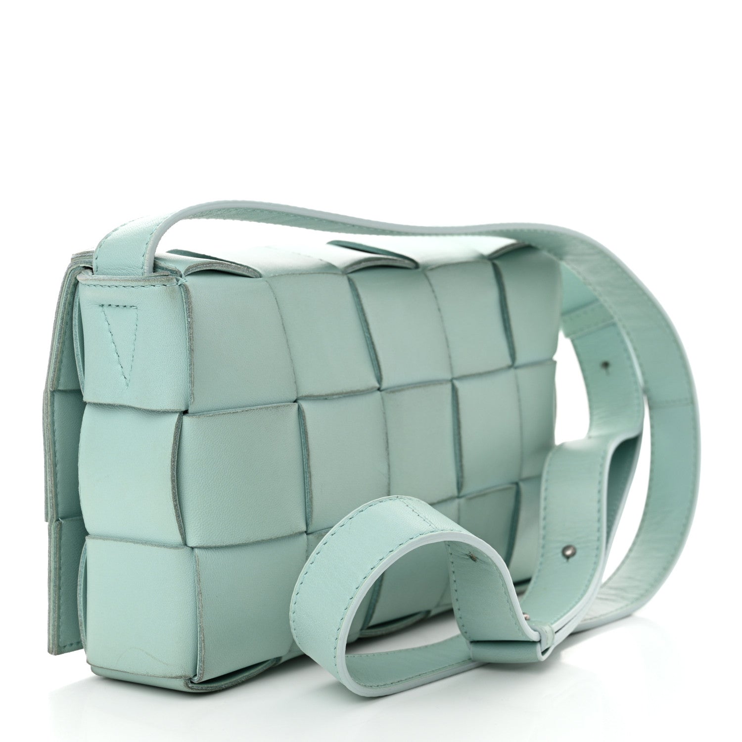 Bottega Veneta Lambskin Maxi Intreccio Cassette Bag Teal Washed 2 of 14