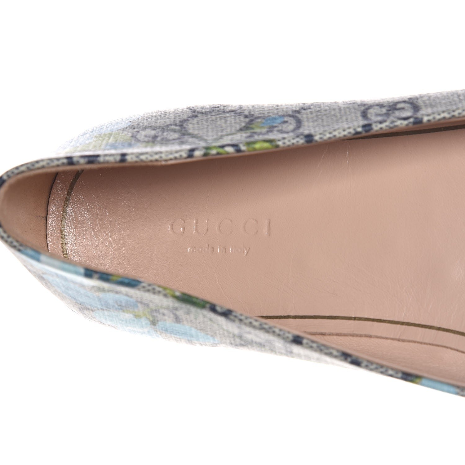 Gucci GG Supreme Monogram Blooms Ballet Flats 38.5 Beige Blue Navy Hibiscus Red 7 of 8