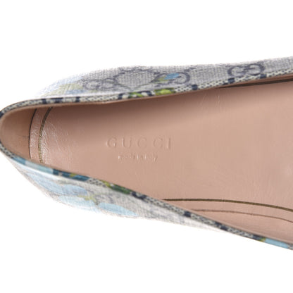 Gucci GG Supreme Monogram Blooms Ballet Flats 38.5 Beige Blue Navy Hibiscus Red 7 of 8