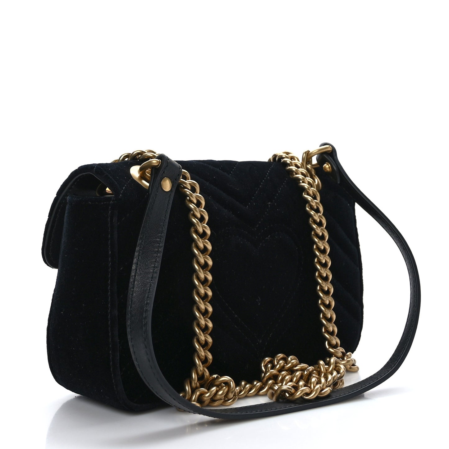 Velvet Matelasse Mini GG Marmont Shoulder Bag Black