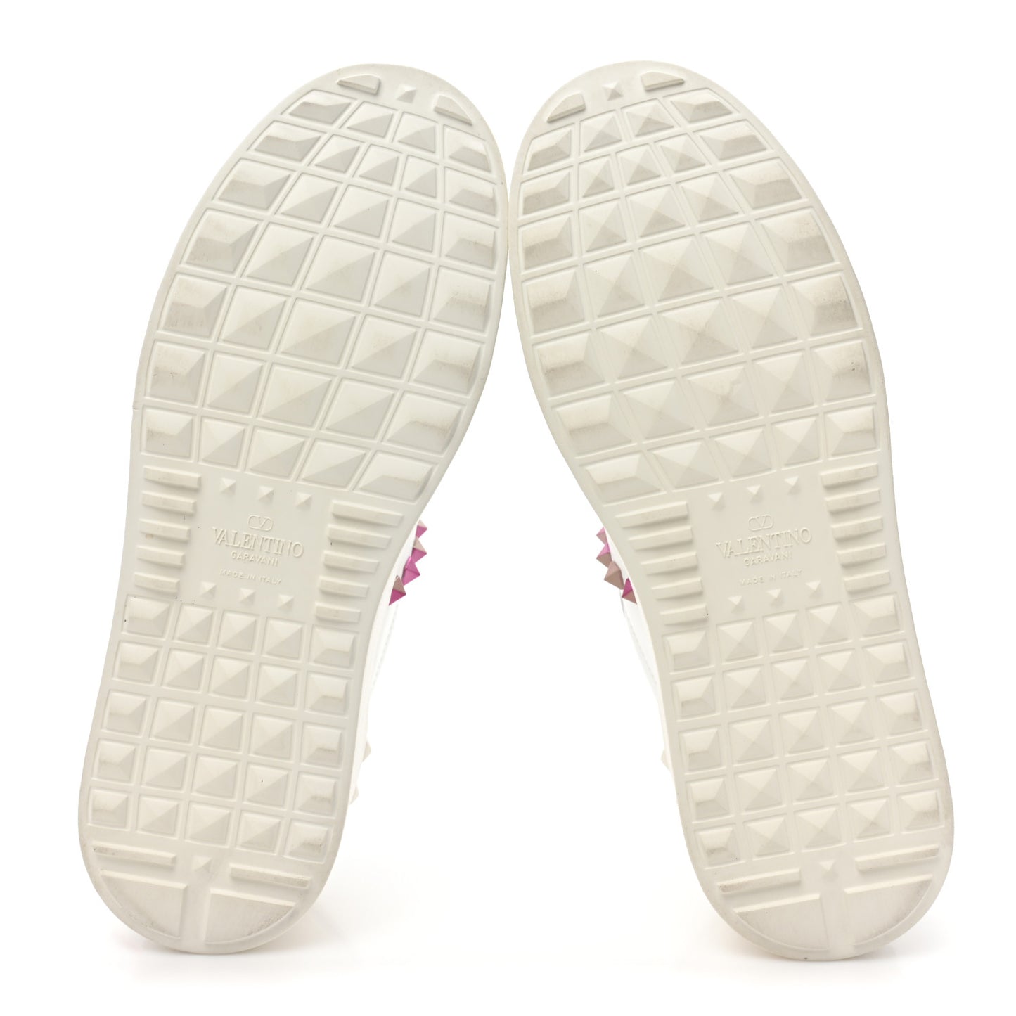Calfskin Rockstud Untitled 57mm Platform Sneakers 38.5 White Pink PP