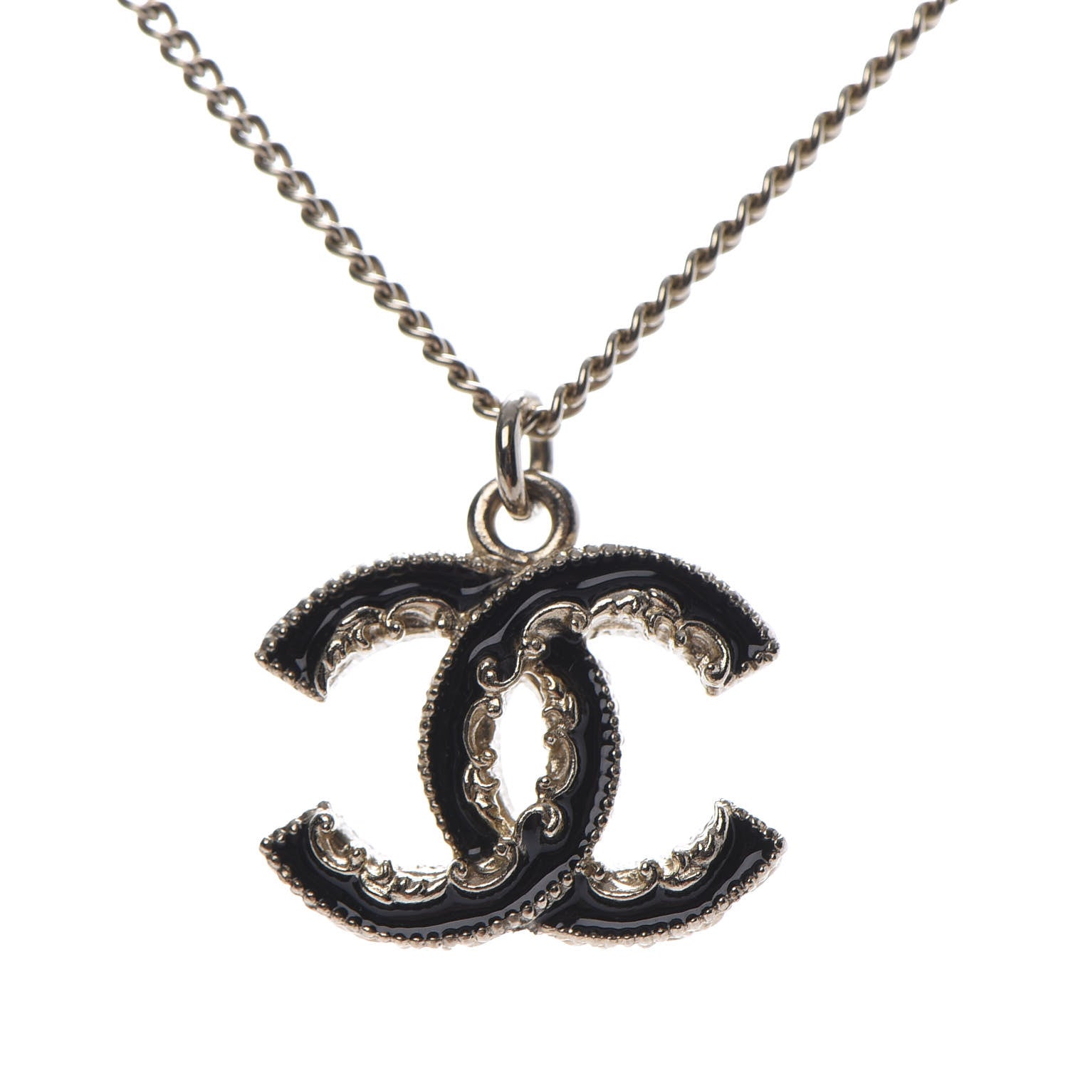 Chanel Enamel CC Baroque Necklace Black Gold 5 of 6