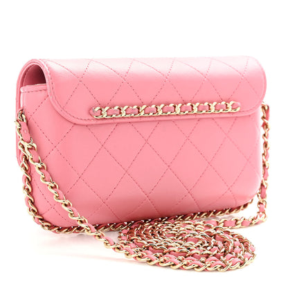 Chanel Lambskin Quilted Chain Around Clutch On Chain Pink 3 of 12
