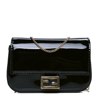 Fendi Vitello Vernice Mou Nano Baguette Belt Charm Black 1 of 4