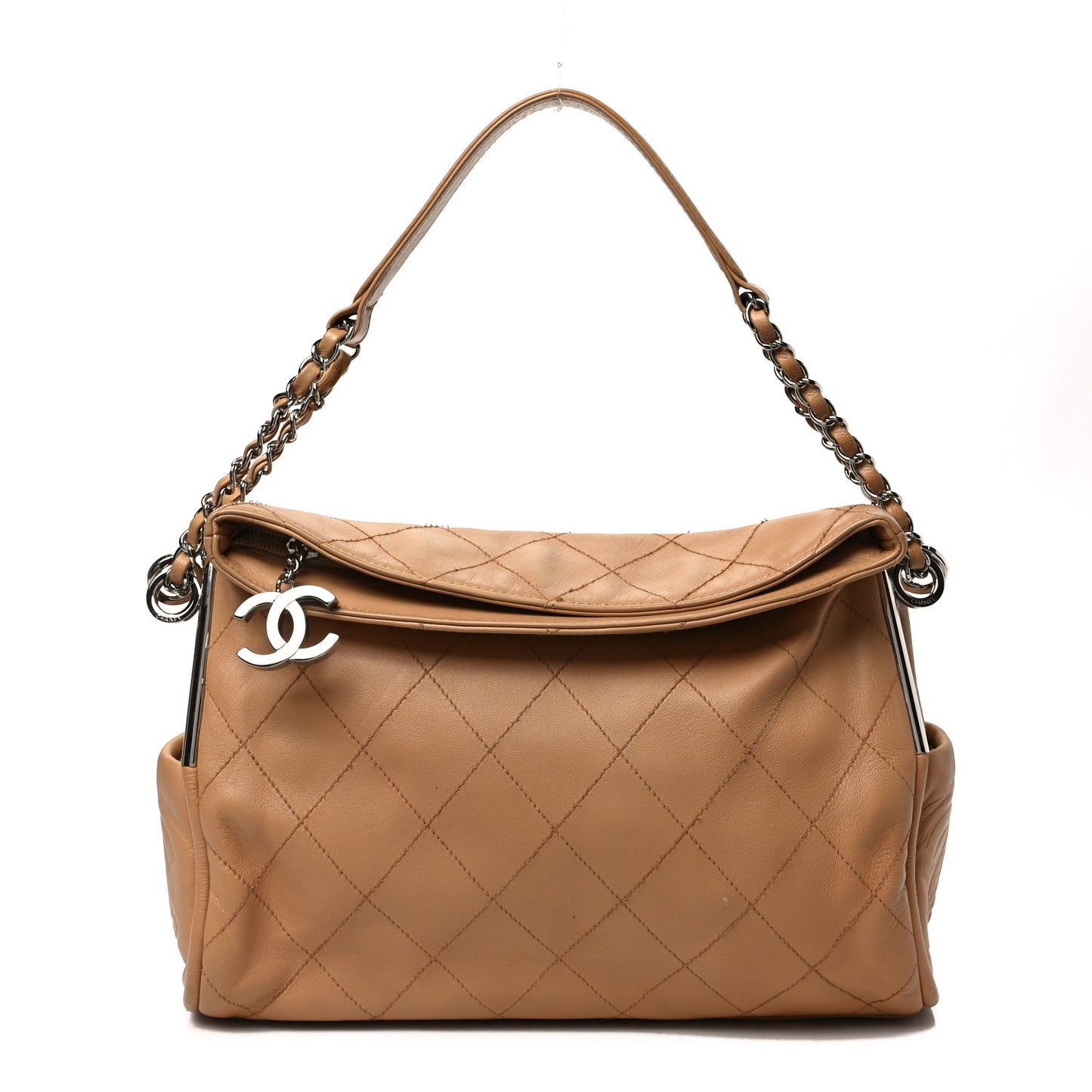 Lambskin Stitched Medium Ultimate Soft Tote Beige