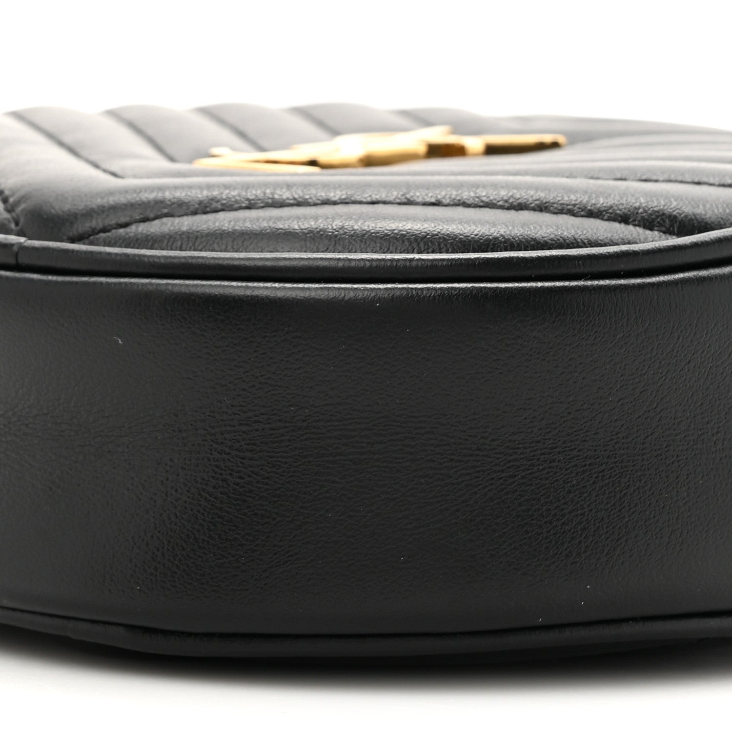 Saint Laurent Calfskin Matelasse Chevron Quilted Baby Round Vinyle Belt Bag Black 9 of 10