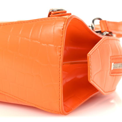 Balenciaga Semi Shiny Calfskin Crocodile Embossed Neo Classic Silver Hardware Mini City Orange 10 of 11