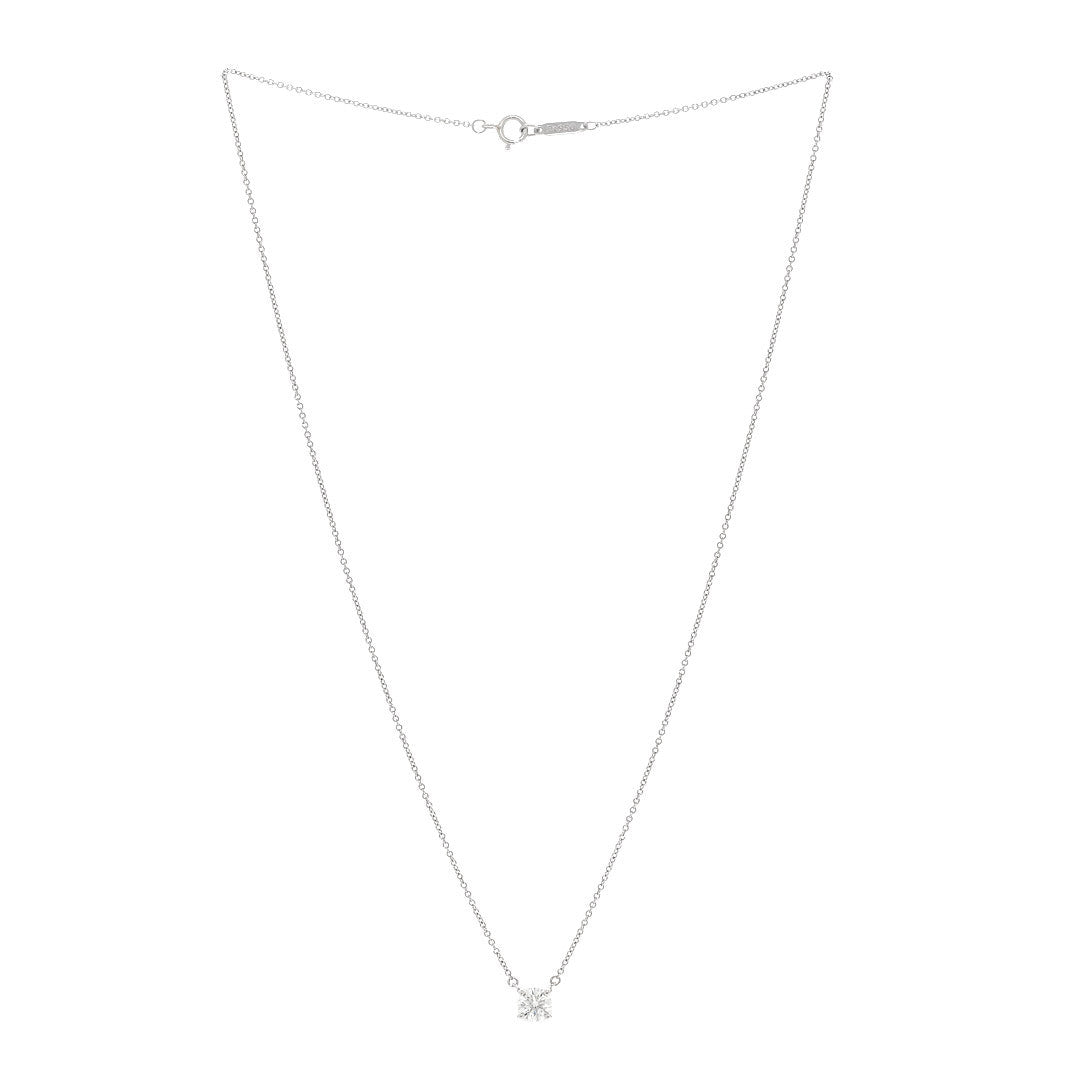 Tiffany Platinum Diamond .61ct Solitaire Pendant Necklace 3 of 6