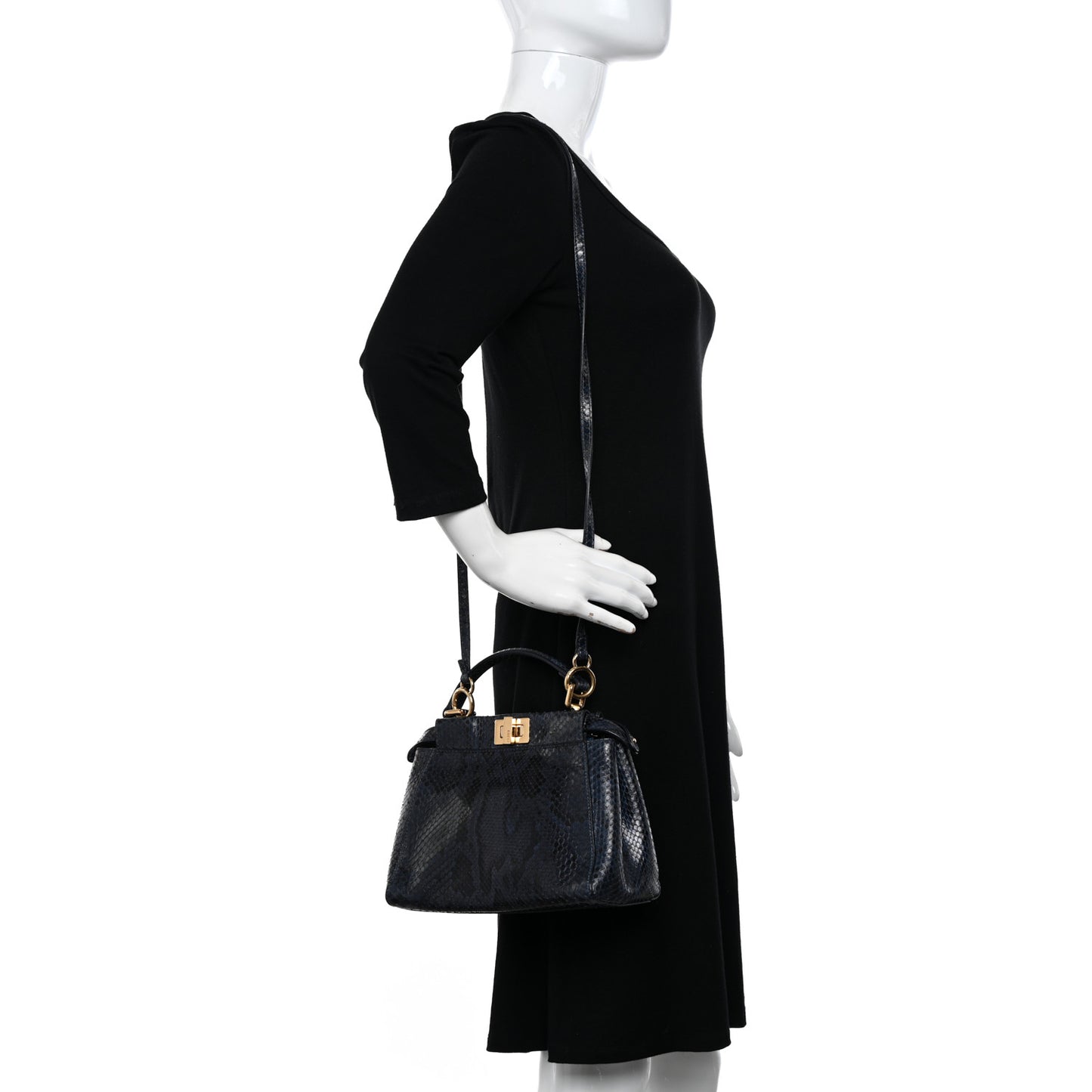 Python Shiny Nappa Mini Peekaboo Iconic Satchel Blue Jeans