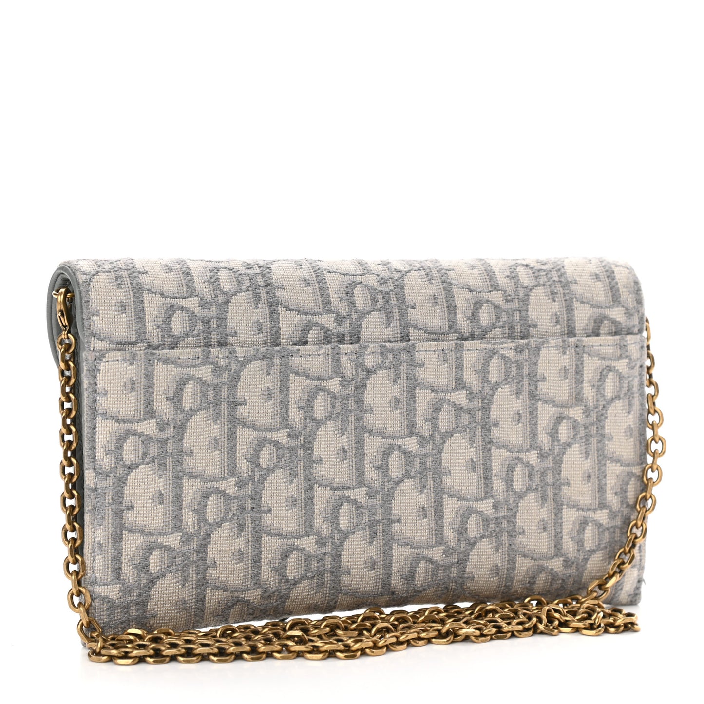 Oblique Saddle Chain Long Wallet Grey