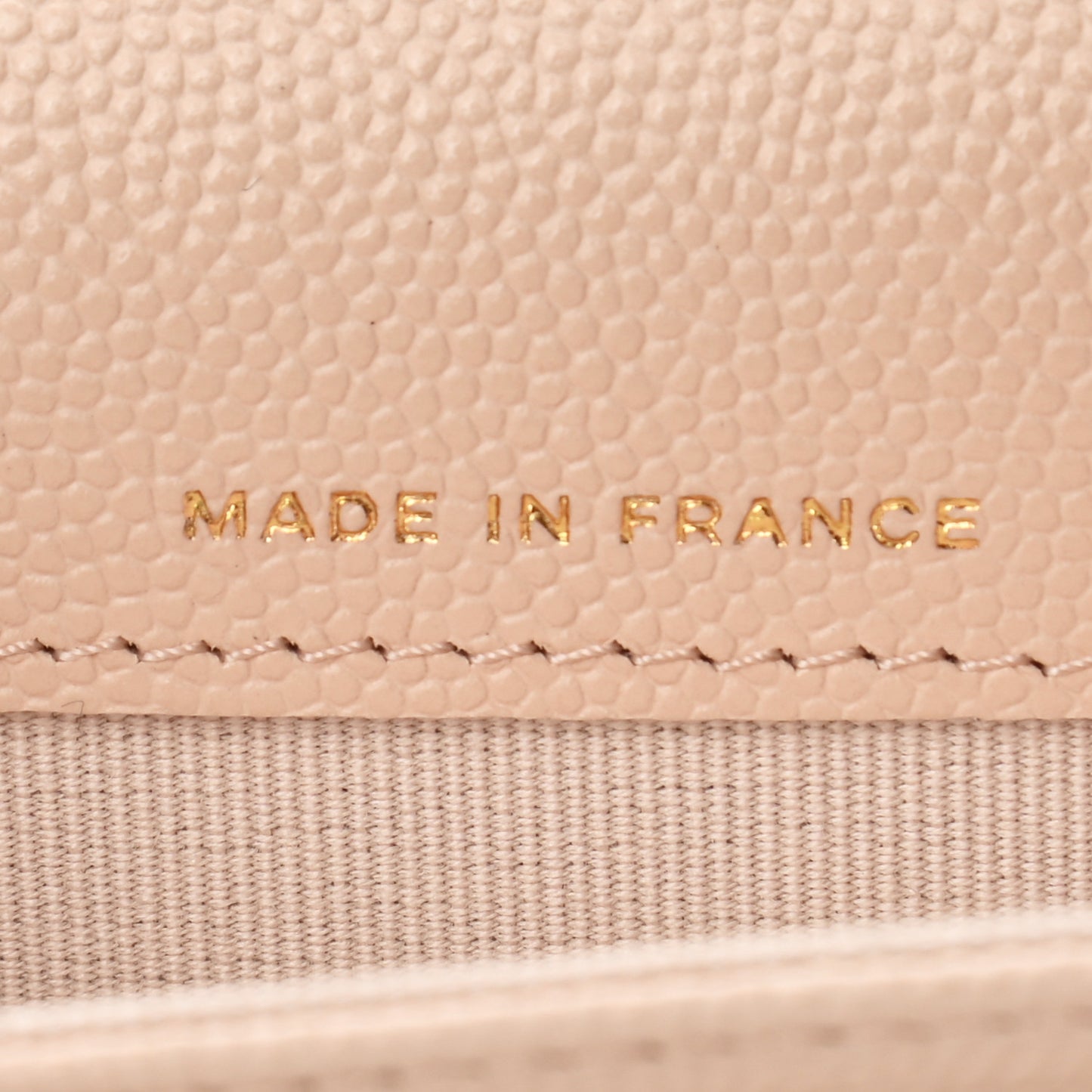 Caviar Quilted Flap Card Holder Wallet Beige