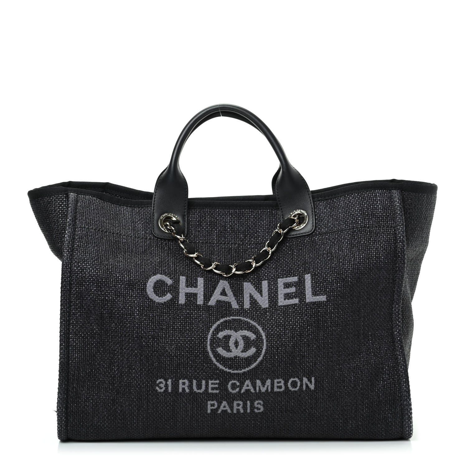 Chanel Woven Straw Raffia Medium Deauville Tote Black 1 of 10