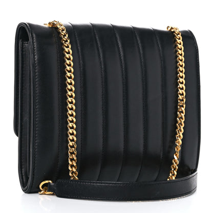 Saint Laurent Lambskin Matelasse Monogram Vicky Chain Wallet Black 3 of 24