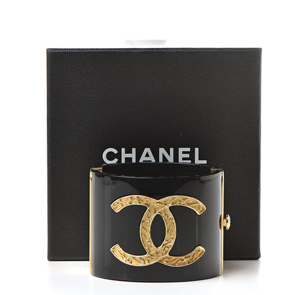 Chanel Resin CC Cuff Bracelet Black Gold 6 of 6