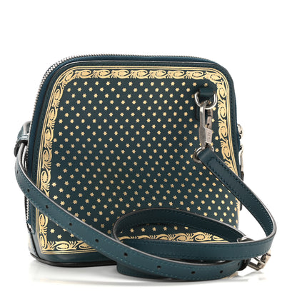 Gucci X SEGA Calfskin GUCCY Stars Mini Dome Shoulder Bag Dusty Turquoise Gold 3 of 10