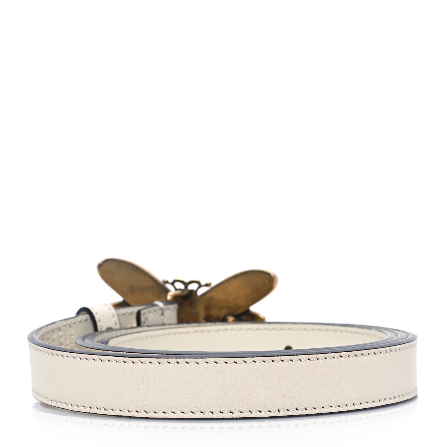 Calfskin Queen Margaret Bee Belt 100 40 White