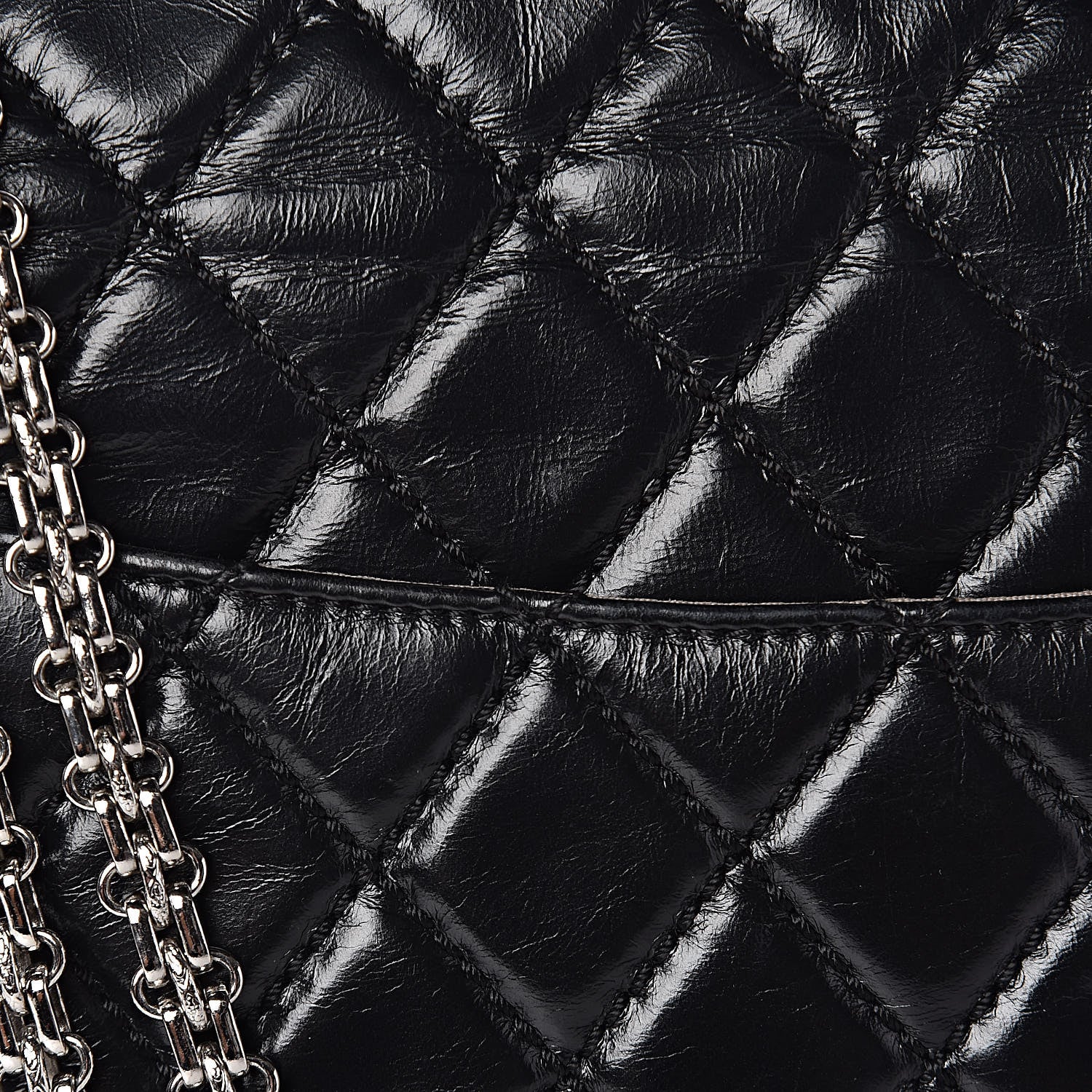 Chanel Glazed Calfskin Quilted Surpique 2.55 Reissue Black 11 of 17