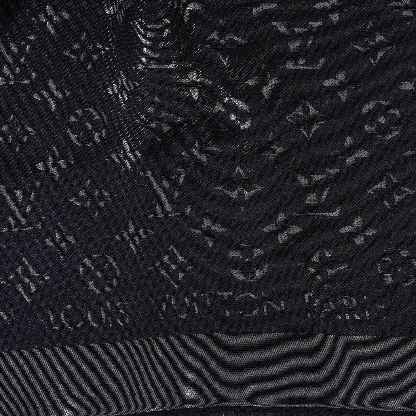 Silk Lurex Wool Monogram Shine Shawl Black