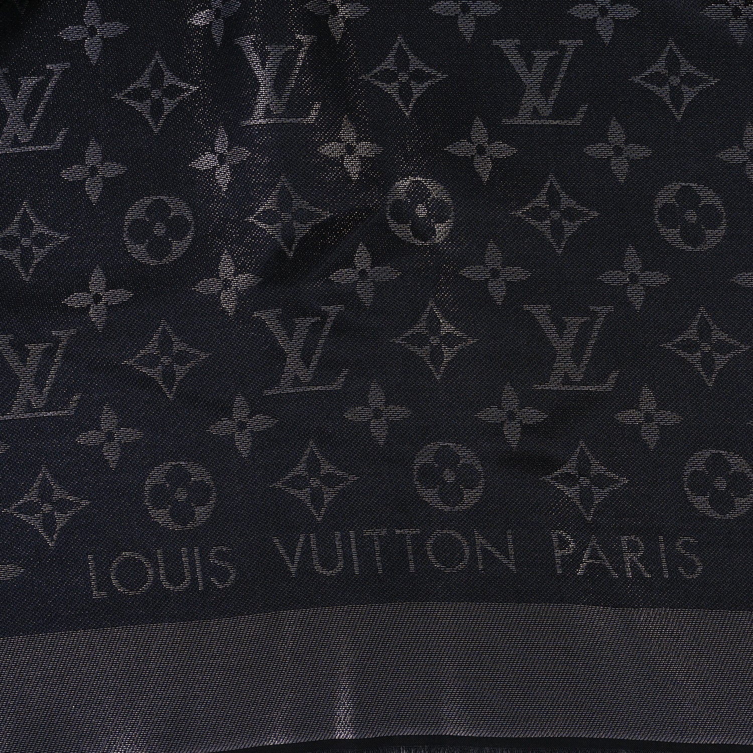 Louis Vuitton Silk Lurex Wool Monogram Shine Shawl Black 2 of 3