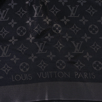 Louis Vuitton Silk Lurex Wool Monogram Shine Shawl Black 2 of 3