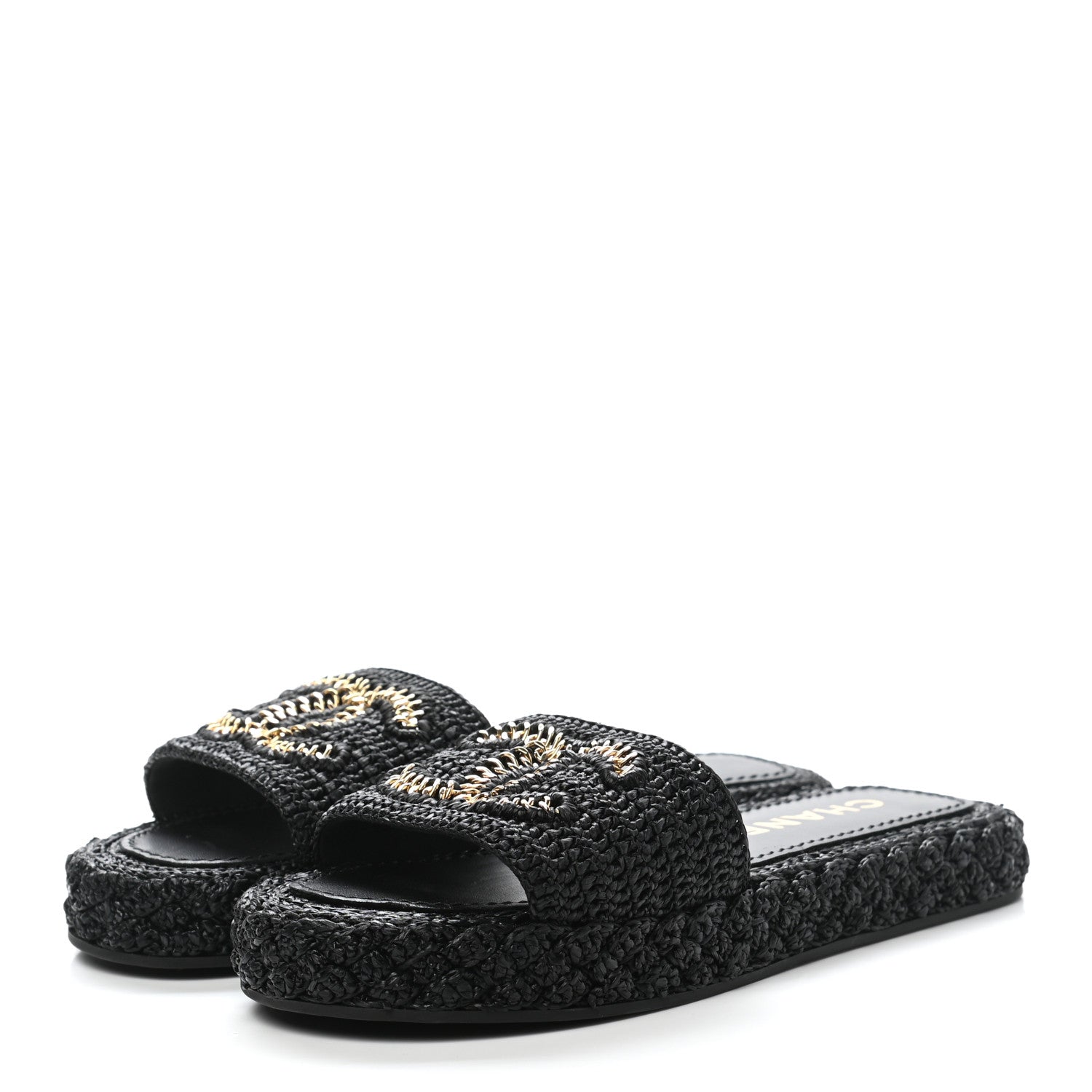 Chanel Cord Braided CC Mules 37 Black 3 of 9