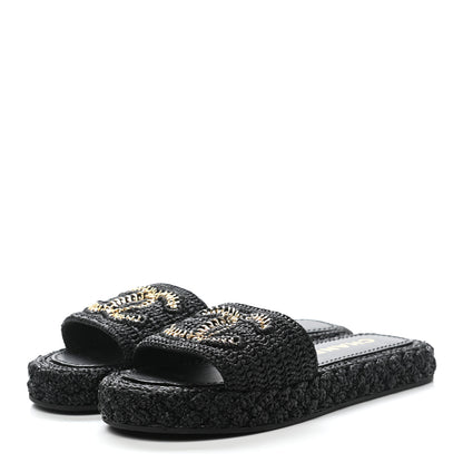 Chanel Cord Braided CC Mules 37 Black 3 of 9