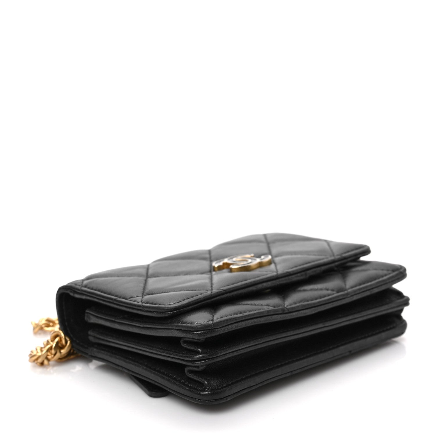 Chanel Lambskin Enamel Quilted Pending CC Clutch With Chain Black 4 of 8